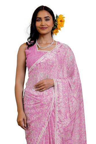 Image of MIRCHI FASHION Women Saree Floral Print Chiffon | Lightweight Festive Occasion Sari for Farewell and Functions with Unstitched Blouse Piece