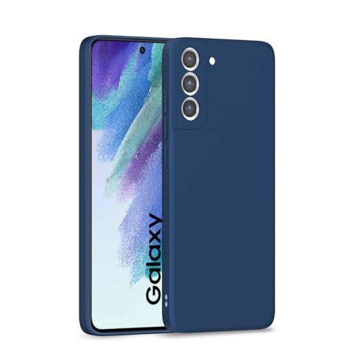 Image of Outlouders Back Cover for Samsung Galaxy S21 FE 5G | Camera Protection | Durable Soft Matte Silicone Bumper Case (Blue)