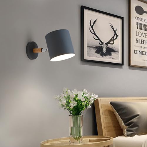 Lámpara de pared ajustable giratoria 270° con diseño creativo de madera
