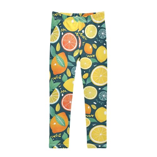 Wusikd Lemons Girls' Leggings Toddler Doodles Oranges Limes Kids Yoga Pants Dance Active Tights 4T