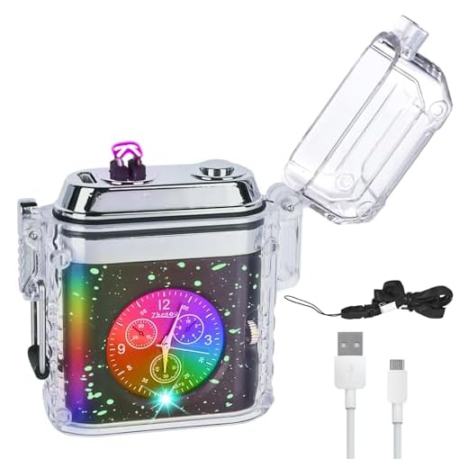 Acboor Mechero eléctrico, USB, encendedor electrónico resistente al agua y al viento, recargable con correa colgante y cable de carga USB para regalos, camping, senderismo, equipo de supervivencia