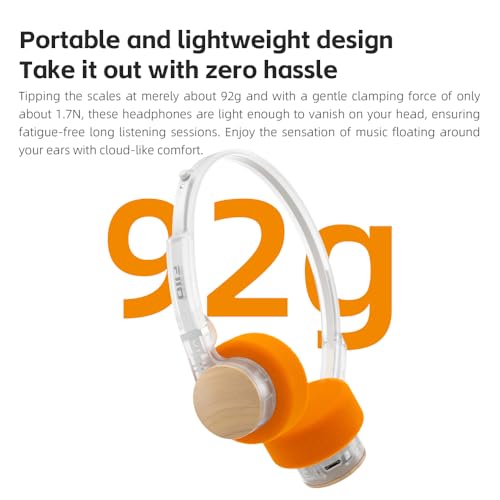 Image of FiiO EH11 Retro On-Ear Bluetooth Headphones, LDAC Hi-Res Wireless, Lightweight 92g, 30H Playtime, Dual Device Connection, App EQ & Gaming Mode, Built-in Mic (Transparent)