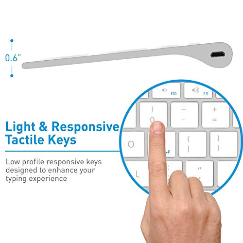 Macally Aluminum Silver Wireless Keyboard with an Ergonomic Silver Laptop Stand, Better Your Workspace