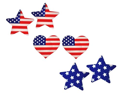 Image of USA Patriotic Pasties Pack - 3 Pairs Fun Nipple Covers for Parties, Concerts, American Flag, Disposable Multicolor