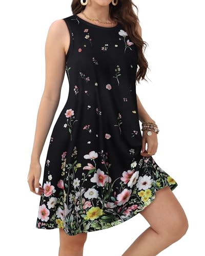 Image of JOLIGAL Womens Summer Dresses Casual Sleeveless Tshirt Sundress Beach Cover Up with Pockets Loose Tank Dress 2026