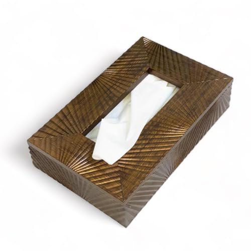 Image of Art Street Coffee Tissue Box Holder with Cover, Rectangle Facial Tissue Paper Box Holder Decorative Organizer, Napkin Dispenser Box for Bathroom, Home, Office & Restaurant (9x6x2.3 Inch)