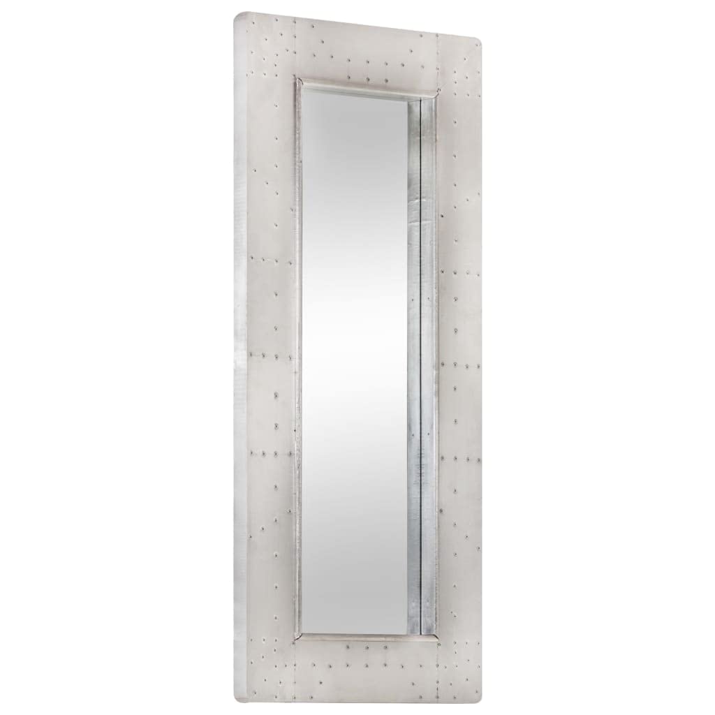Miroir de style aviation argenté grand miroir mural 110x50