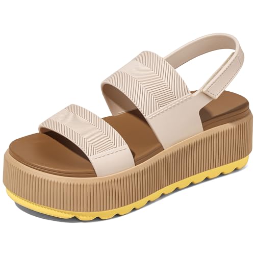 Image of Lovee Cosee Platform Water Sandals for Women Chunky Wedge Lug Sole Comfortable Waterproof Summer Walking Beach Shoes