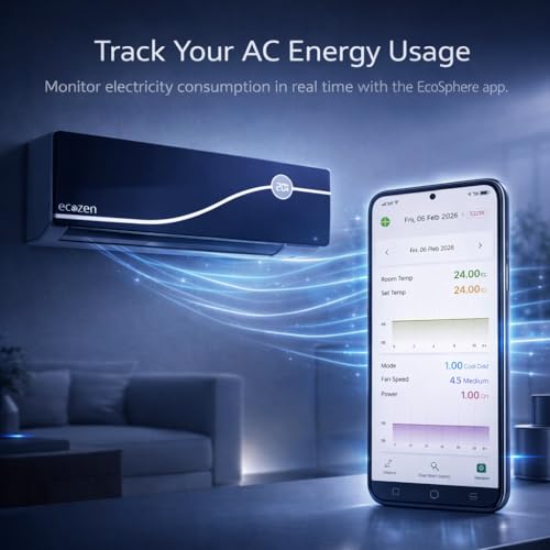 Image of Ecozen Smart Air Conditioner - 1.5 Ton Inverter AC with Intelligent Cooling and Smartphone App Control (Indigo Flow) - IDU-WSAC18310XE52VMA, ODU-WSAC18310XE52VMA