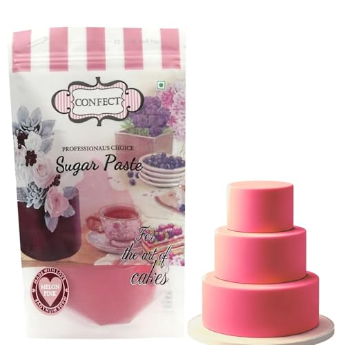 Image of Confect Hot Pink Sugar Paste | Edible Fondant for Cake Decorating | Vegan, Gluten-Free | Ideal for Icing, Sculpting & Topping Cakes, Cupcakes & Desserts- 1 KG