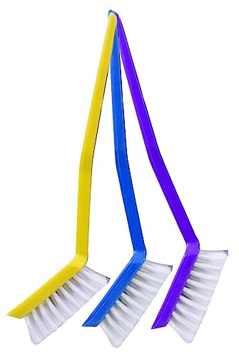 Kitchen Dish Brush Set with Long Handle, Washing Up Brushes for Dish Kitchen Sink Pot Pan Scrubbing with Stiff Bristles, Scrub Brush Built-in Scraper, Grout Brushes Sink Brush (3 Assorted Colors)