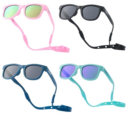 Image of Polarized Baby Sunglasses With Strap - Unbreakable Flexible Infant Sunglasses For Toddlers Newborns 0-24 Months