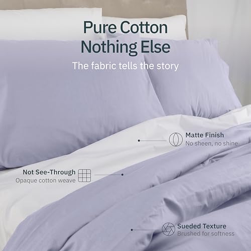 Image of Super Soft 100% Cotton Full Sheets, 4 Pc Set, Lavender | Lightweight & Breathable For Hot Sleepers, 14 inch Deep Pocket, All-Around Elastic, Durable, Easy Care, OekoTex Certified