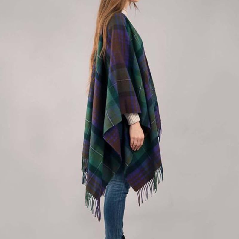 100% Lambswool Serape Cape - Made in Scotland - 140x180cm - Wool - Various Scottish Tartans - Women's Poncho4