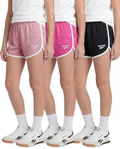 Reebok 3 Pack: Girls Mesh Dolphin Shorts - Kids Teen Tweens Youth Active Athletic Volleyball Basketball Soccer Running- Set 4 L (10-12)