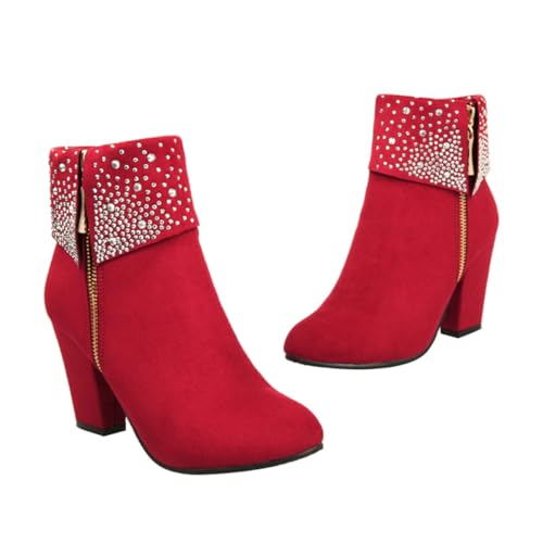 LALADEFIEE Stivaletti Donna Invernali Eleganti con Grosso e Stivaletti da Sposa con Zeppa Scarpe da Matrimonio Femminili Tronchetti con Suola Spessa