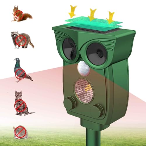 {Ahuyentador de Pájaros Exterior Ahuyentador Repelente de Gatos, ahuyentador de pájaros, disuasión Solar ultrasónico, Parada de Animales, Gatos, Ratas, Perros,...