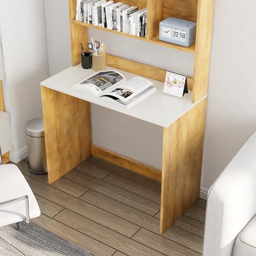 Image of Bniture Wooden Study Table for Home | Engineered Wood Study Table with Book Shelf | Multi Purpose Computer Desk for Writing & Study | Laptop Table for Home & Office | Giant Wood & Frosty White