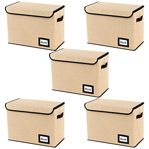 Image of 5 Pack Comic Book Storage Boxes, 15.8 inch X 7.8 inch X 11.8 inch, Collapsible Comic Short Box, Holds 160-180 Collection Comic Book Container Holder Shelf Protector Organizer Bin (Yellow)