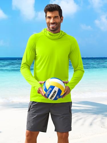 Image of PINSPARK Men's Sun Protection Hoodie with Mask UPF 50+ UV Long Sleeve Shirt Men Rash Guard Performance Fishing Hiking Shirt