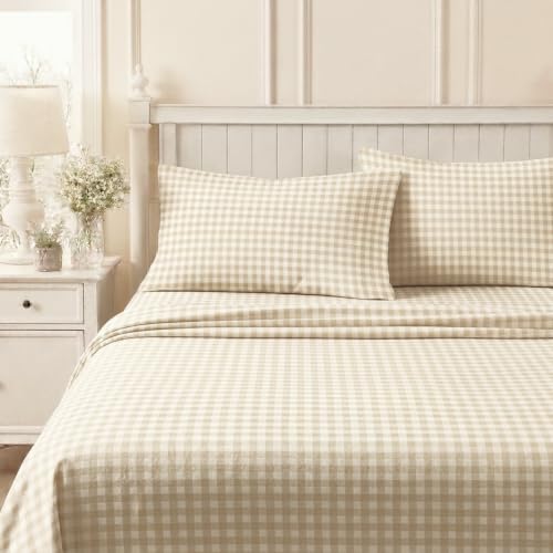 Image of Laura Ashley - Queen Cotton Flannel Sheet Set with Pillowcases