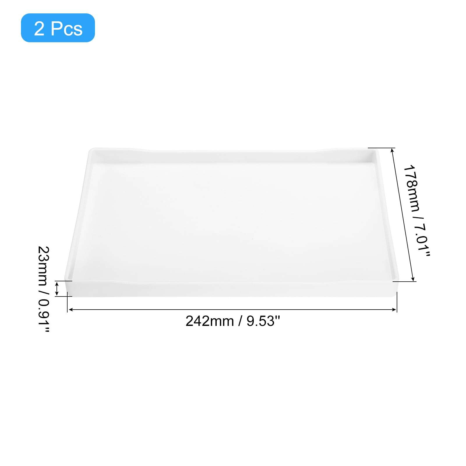 uxcell 2Pcs Serving Tray Small White Mini Tray 7" x 10" Plastic Rectangular Wooden Serving Trays Decorative Ottoman Platter for Breakfast Kitchen Bathroom - Image 2