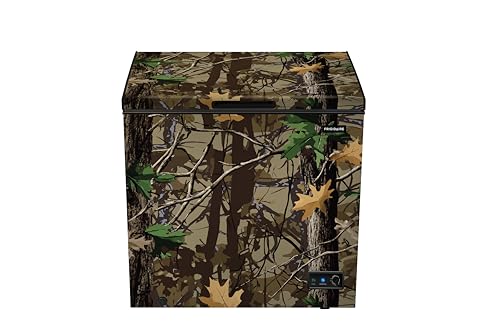 Frigidaire Chest Deep Freezer, 7 Cu. Ft. Capacity, CAMO Design-Adjustable Thermostat-Removable Vinyl Coated Wire Basket-Easy Defrost Drain- Garage Ready