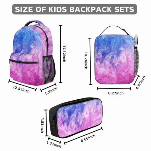 Kids Backpack with Lunch Box Backpack For Kids Water Resistant School Bag Girls Large Capacity Back to School Christmas Gifts Mochilas Escolares para Niñas Tie Dye Purple4