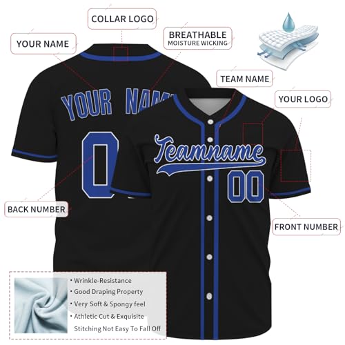 Customized Classic Baseball Jersey for Men Women Custom Classic Baseball Jersey with Logo Button Down Teams Shirts miniatura 4