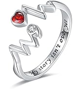 EJALEN 925-Sterling-Silver Heartbeat Semicolon Ring for Women - Adjustable Inspirational Wrap Sem...