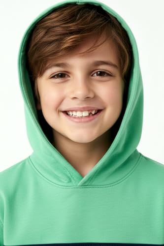 Image of Boys Hooded Sweatshirt, America Print, Cotton Blend, Long Sleeve, Navy Blue /Pink /Orange, Regular Fit