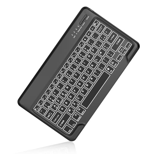 IVEOPPE Clavier Bluetooth sans Fil Rétroéclairé, Tablette Compatible avec Android/Samsung/Huawei/Xiaomi/Lenovo, Clavier Bluetooth sans Fil Ultra-Fin pour iPad, iPad Pro, Noir