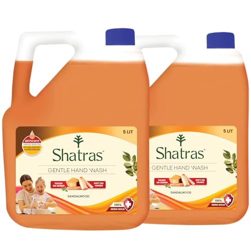 Image of Shatras Natural Goodness Of Sandalwood Hand Wash | 99.9% Germ Protection | Rich Lathering Formula With Anti-Bacterial Properties| Soft 0n Hands| Soothes & Hydrates Skin (Pack Of - 2, 5L each)