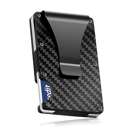 RuoFeng Carbon Fiber Wallet Money Clip Protector Credit Card Holder Wallet Clips For Men and Women (Black)