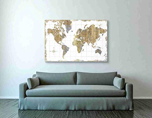 Image of Epic Graffiti 'Gilded Map' by Wild Apple Portfolio, Canvas Wall Art, 40 inchx60 inch
