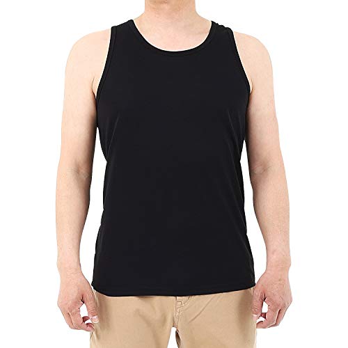 [ラドウェザー] 菌が99.9%死滅するから臭くない！タンクトップ メンズ 4.4oz 吸水・速乾・制菌・防臭・UVカット・接触冷感 メンズ レディース シャツ インナー (ブラック, L)