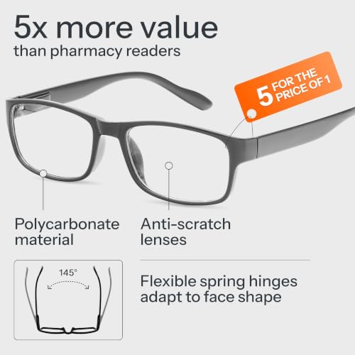 Image of Gaoye 1.75 Professional Reading Glasses for All Day - Computer Readers with Blue Light Protection - Value Pack