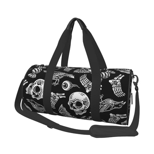 Large Duffle Bag for Travel - Skull Bird Bat Spider Gym Bag for Women Men, Foldable Travel Bags for Women Men with Zippered Multiple Pockets
