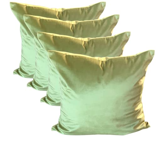RKAAS HOME Pack of 4 Super Soft Decorative Luxurious Dutch Velvet Square Cushion Covers for Living Room Sofa Couch Bed 45cm x 45cm 18x18 Inches (Pack of 4