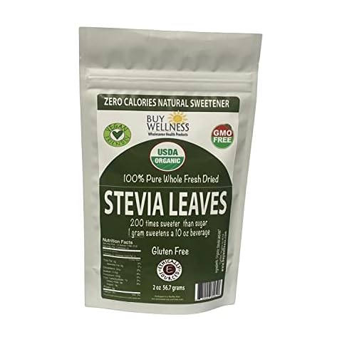 Buy Wellness Stevia Leaves Organic Dried Stevia Leaf Whole Stevia leaves Zero Calorie 2 oz Cover