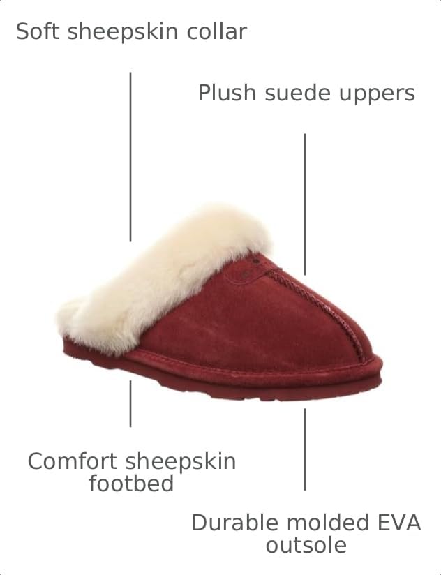 Image of BEARPAW Women's Loki Slip-On Slippers | Suede Upper | Comfortable Indoor & Outdoor Shoes for Women | Multiple Sizes & Colors