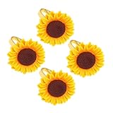 SEWACC 4 Piezas Anillo de Servilleta Diseño de Girasol Amarillo en Aleación, Ligero y Decorativo para Servilletero en Bodas y Fiestas Festivas