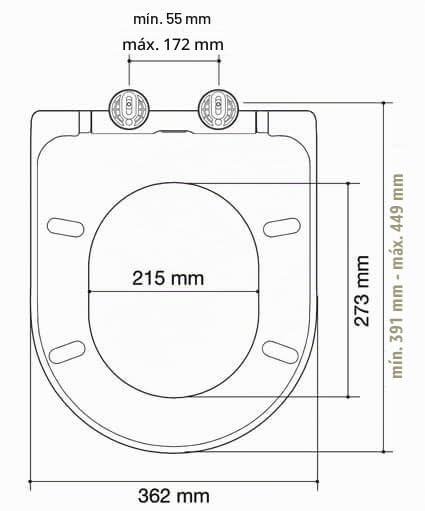 Tapa de Inodoro Compatible con Modelos de Roca: Nexo y Teras | Bisagras de Acero Inoxidable | Caida Amortiguada | Desmontable para Limpieza | Alta Resistencia