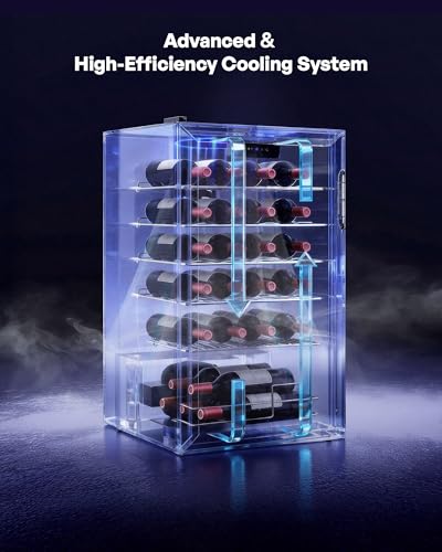 Image of Icyglee 25 Bottle Compressor Wine Cooler Refrigerator, Freestanding Wine Cellar with 41-64F Adjust Temp & Double-layer Glass Door for Red and White, Wine Cooler for Home Bar, Black