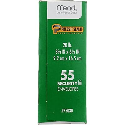 Mead Press-It Seal-It #6 3/4 Security Envelopes, 55 Count (75030)
