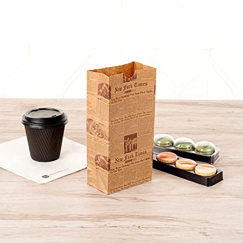 Bag Tek 2 Lb Disposable Lunch Bags, 100 Sturdy Take Out Bags - Flat Bottom, Microwavable, Kraft Newsprint Design Paper Bags, Freezable, Great For Restaurants, Cafes, And Bakeries - Restaurantware by Restaurantware - Image 4