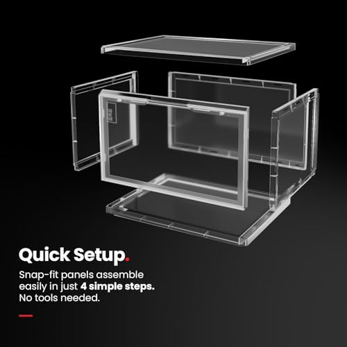 Image of Sneaker Storage Box Transparent Stackable Shoe Organizer Case with Magnetic Drop Front Door for Footwear Display and Storage (1, Transparent)