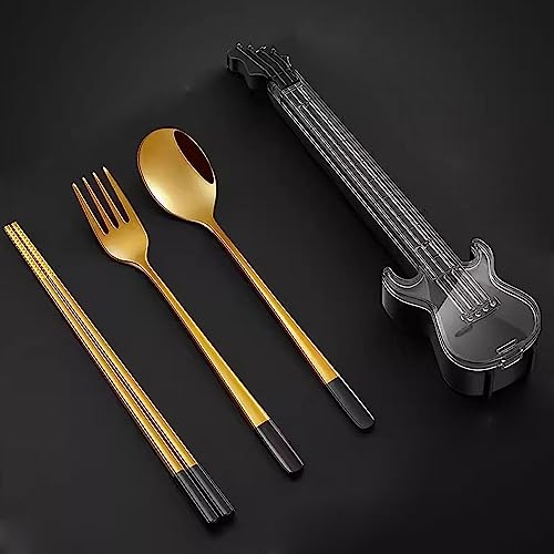 Baguettes en acier inoxydable durables avec coffret de couverts guitare
