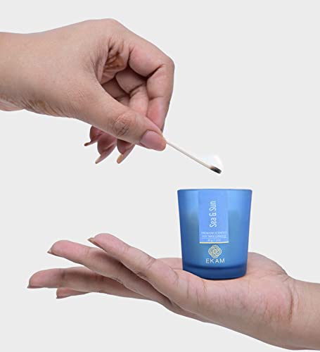 Image of EKAM Sea & Sun Votive Soy Wax Scented Candle, 40 Grams, 10 Hours Burn Time| Long Lasting Premium Candles | Ideal for Home Decor | Gifting & Aromatherapy (Pack of 9)