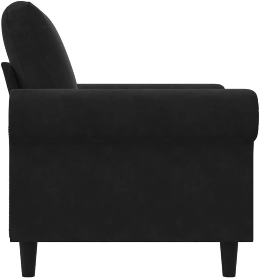 BOWERY HILL Contemporary Velvet Sofa Chair, Black Matte Finish, 36.2 x 36.2 x 31.5 in., Padded Armrests, Metal Frame, Rectangular Shape, Living Room, Bedroom, Office Accent Chair for 1 Person
